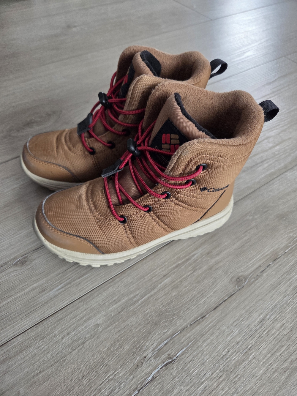 Columbia Kids' Brown Winter Boots with Red Laces